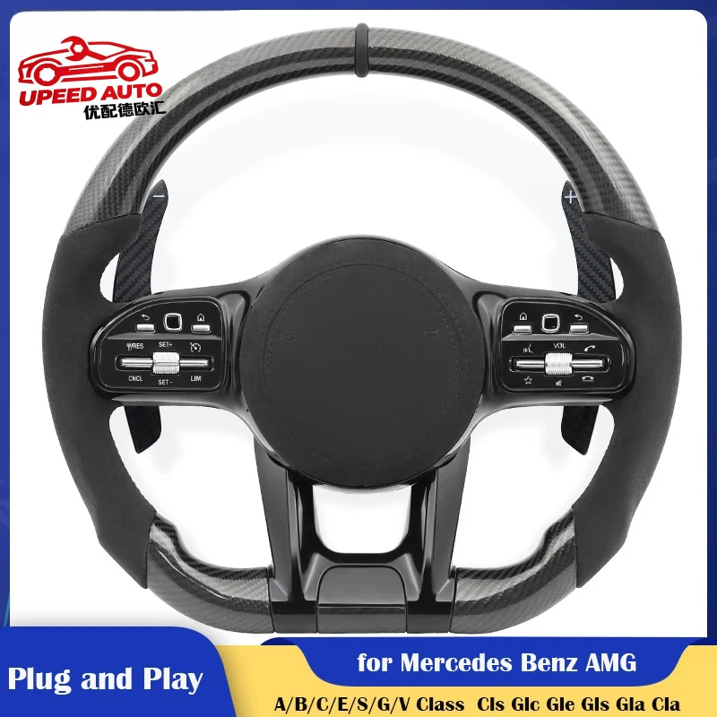 

TOP Carbon Fiber Car Steering Wheel for Mercedes Benz AMG W204 W205 W221 W222 Cls Glc Gle Gls Gla Cla Glk Slc C63 E63 G63 GLA45