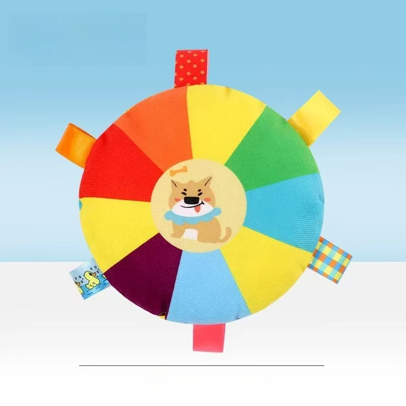 Giocattolo sensoriale morbido con sonaglio per bambini in peluche colorato per neonati, design rotondo carino con faccia di cartone animato e parti staccabili Morbido e carino