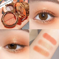 Double Color Eye Shadow Palette Matte Gold Orange Long Lasting Glitter Eyeshadow Makeup Sequins Pearlescent Makeup Pigments