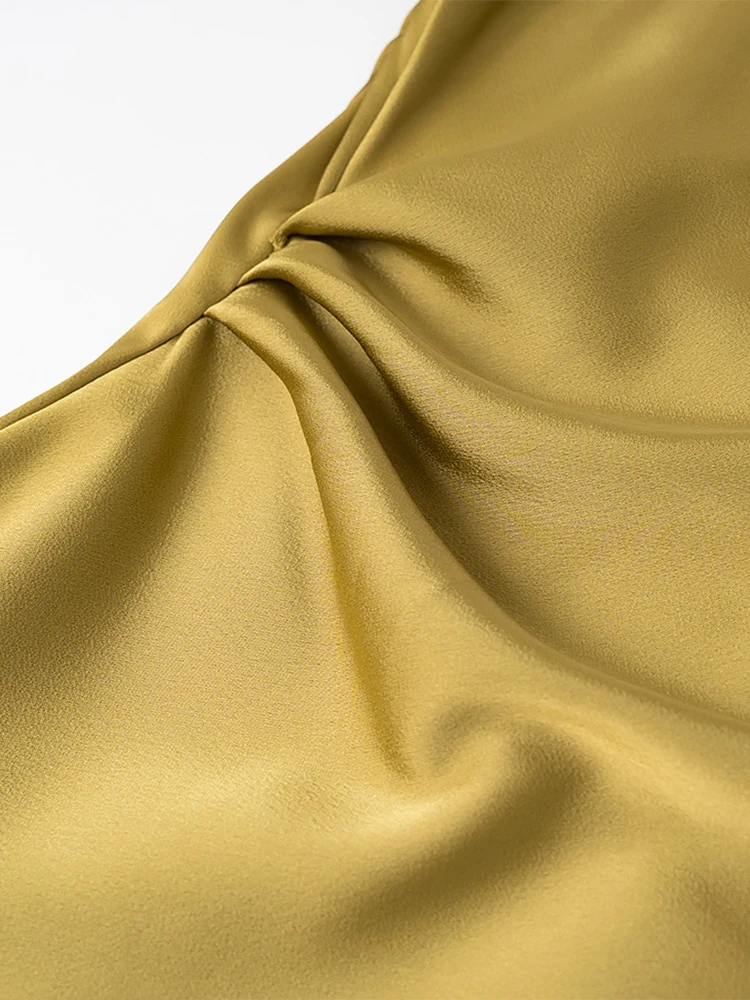 Estilo europeu nova moda feminina versátil temperamento simples cor sólida em camadas decorativa estilingue vestido de fenda