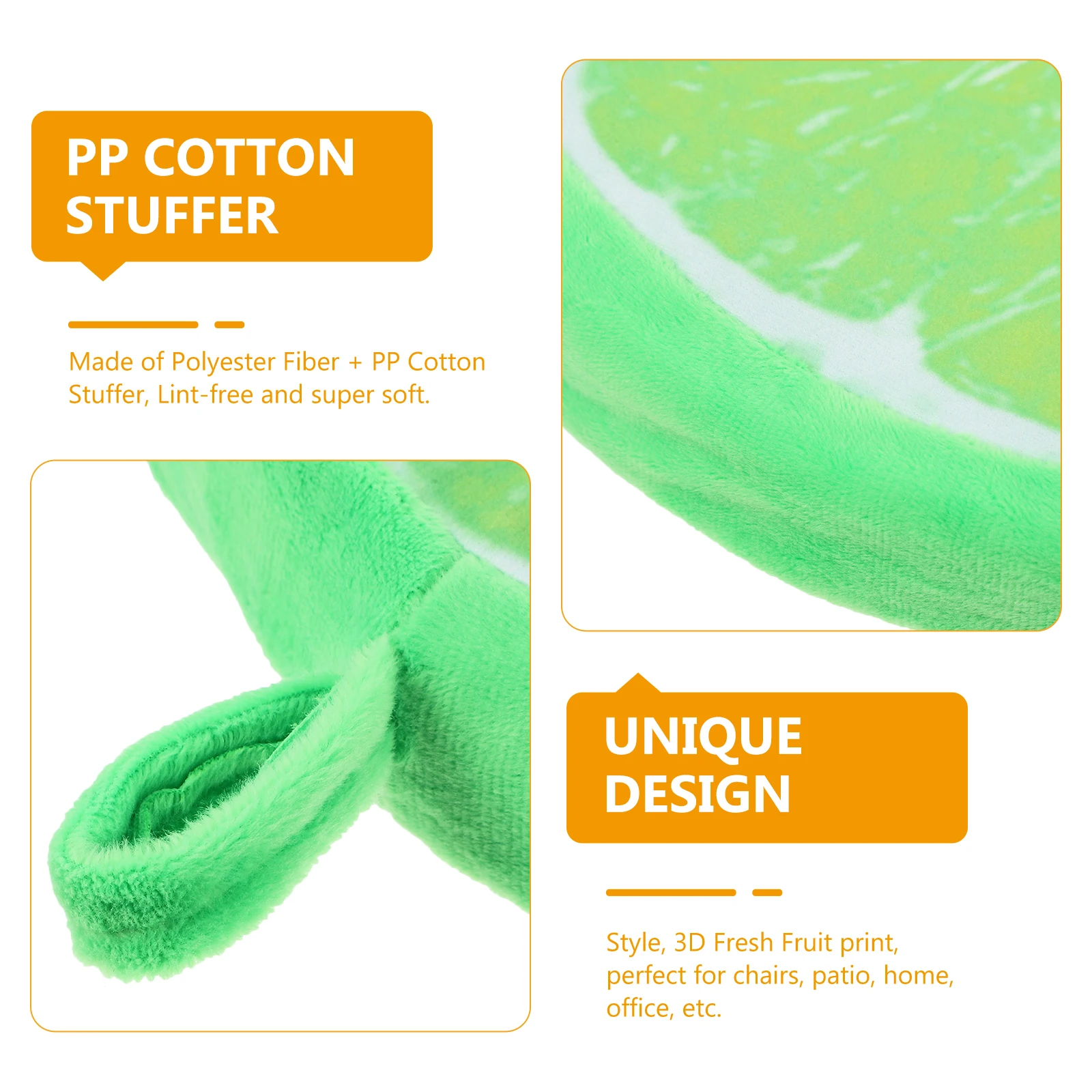 

Fruit Seat Cushion 33Cm Orange Pillow Soft Polyester Fiber Detachable Cover Outdoor Sofa Relaxation Multi