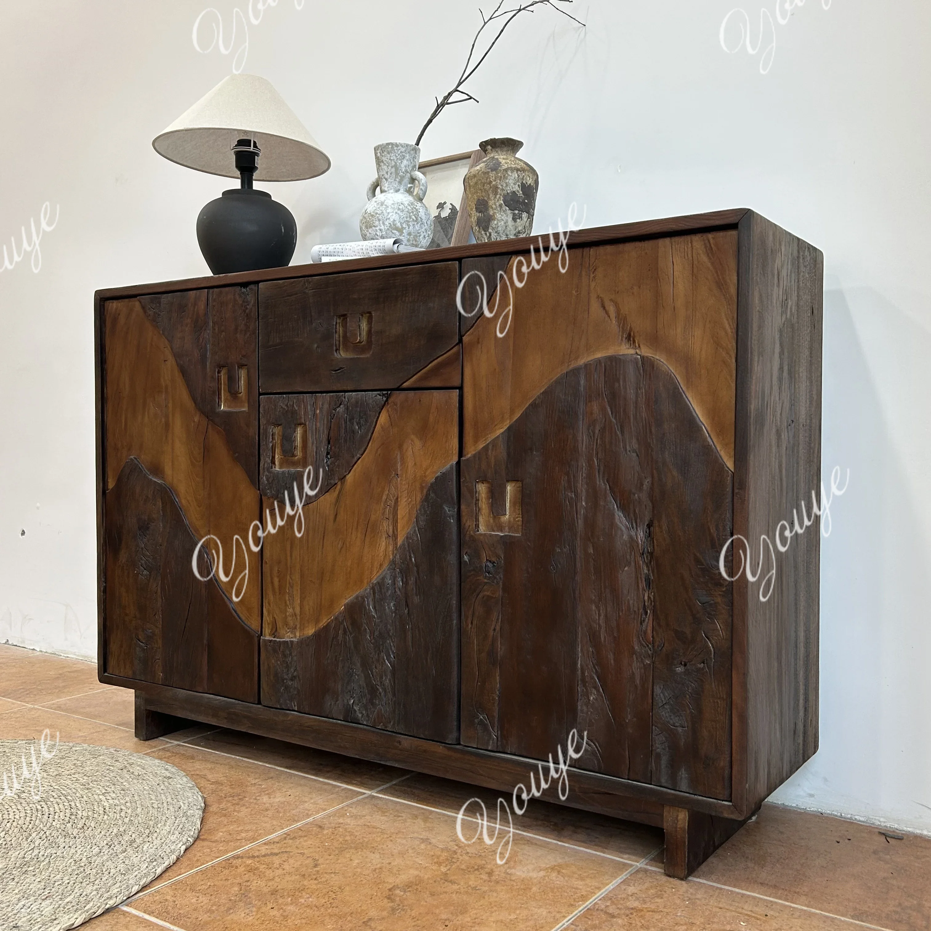 V Hochwertige Aufbewahrung aus Massivholz, Kommode für den Haushalt, Retro-Homestays, Eingangsschränke, alte Holz-Sideboards