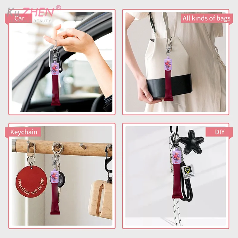 Przenośna kosmetyczka na szminki, etui na balsam do ust, breloczek na klucze, ochronne etui na szminki, nakładka w kształcie balonika na błyszczyk/balsam do ust.