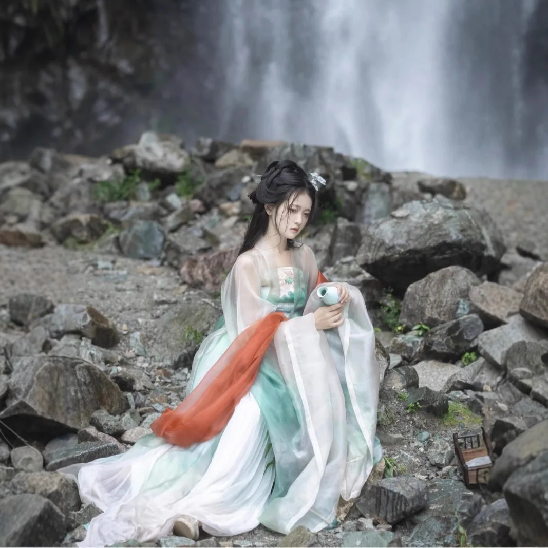 

Women's Han Chinese Clothing Adult Embroidered Chest Traditional Printed Cheoko Skirt New