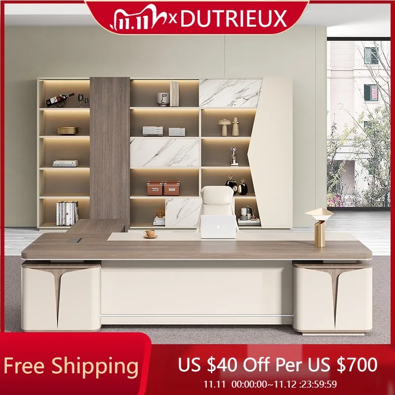 

High Quality Boss Desk New Chinese Minimalist Storage Modern Work Desk Reception Fashion Designer Bureau Meuble Desk Furniture