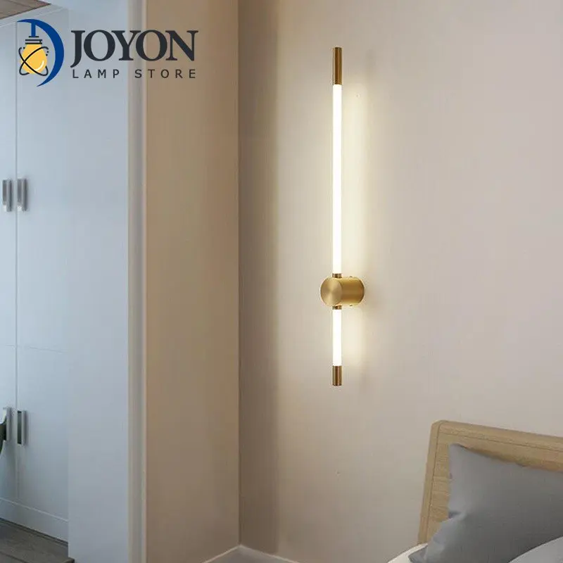 

Modern Simple Linear Tube LED Wall Lamp Up Down Background Opposite Wall Light LED Bedside Foyer Corridor Black Gold LED Sconce