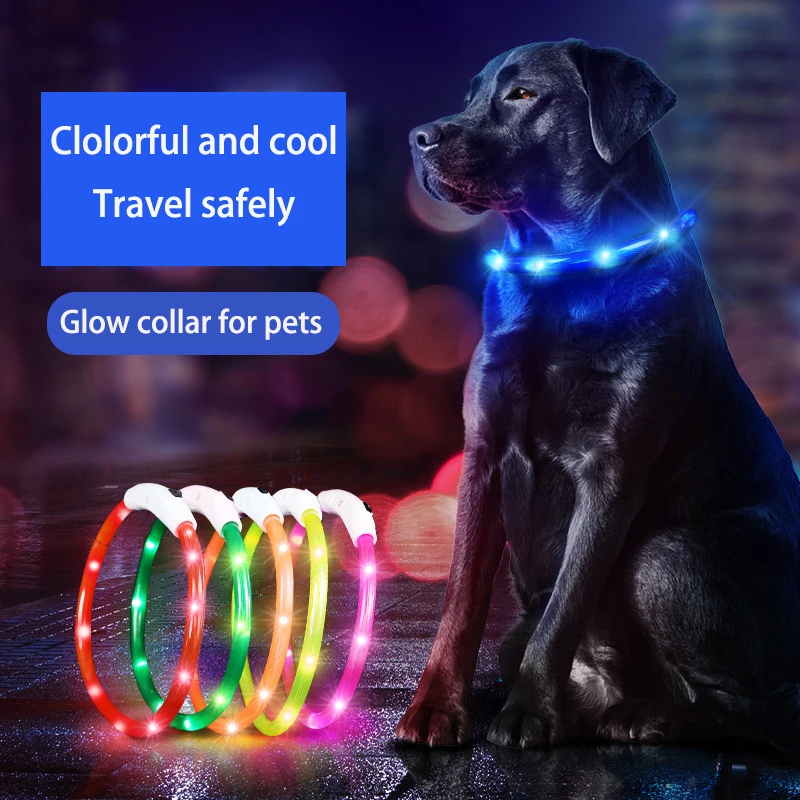 LDE Pet Luminous Collar Charging Dog Ring Night Glow-in-the-Dark LED Light for Dogs And Cats Visibility Safety Accessory