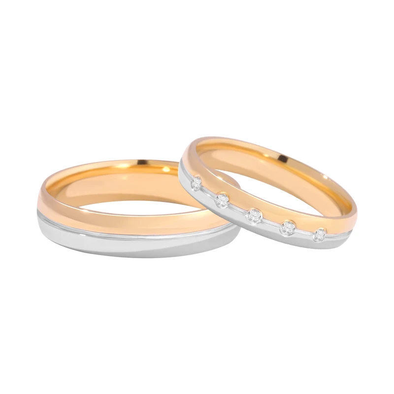 

Original Designer Pt950 Platinum + 18K Gold Couple Rings Fashionable Euro-American Wedding Bands