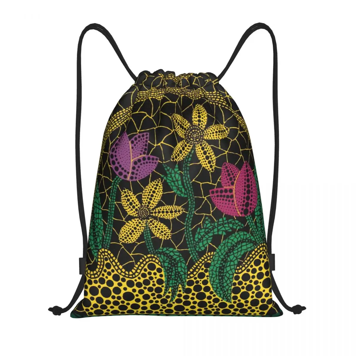 Custom Yayoi Kusama Drawstring Bag for Training Yoga Backpacks Women Men Colorful Flower in Basket Sports Gym Sackpack