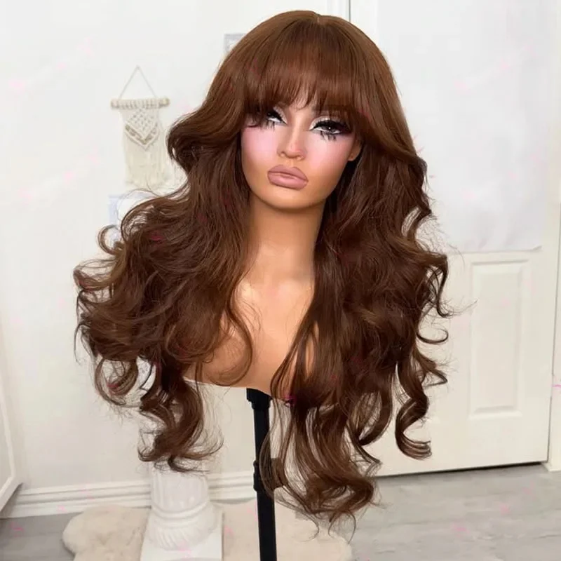 

Коричневая не требующая закрепления мягкая длинная волнистая парика из еврейских человеческих волос 5x5 с шелковой основой, с baby hair, HD-кружевом, европейские волосы, предварительно выщипанная