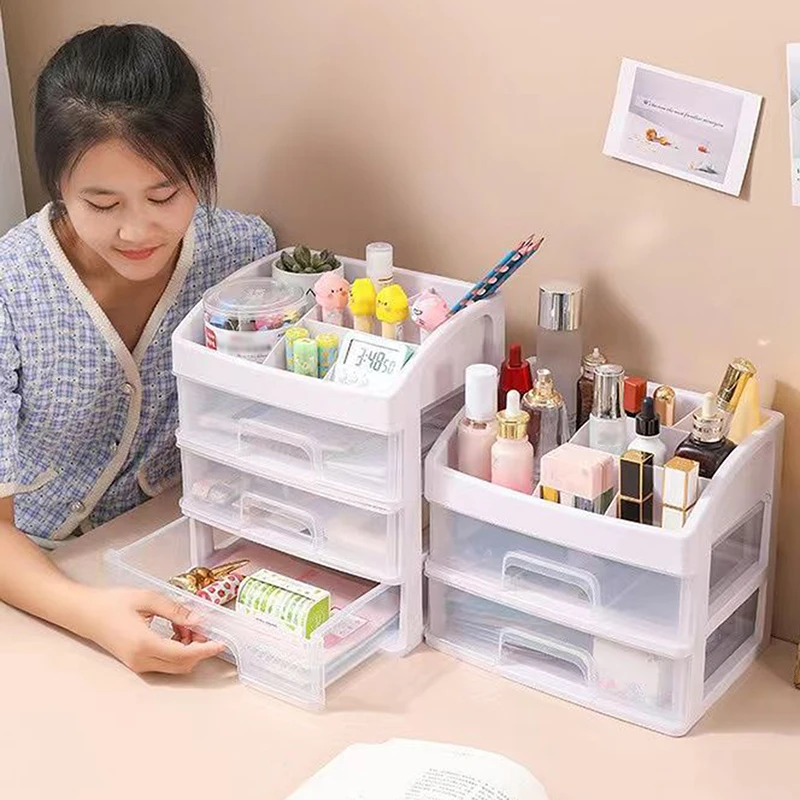 Cosmetic Storage Box Large Capacity Cosmetic Storage Box Organizer Desktop Jewelry Nail Polish Makeup Drawer Container