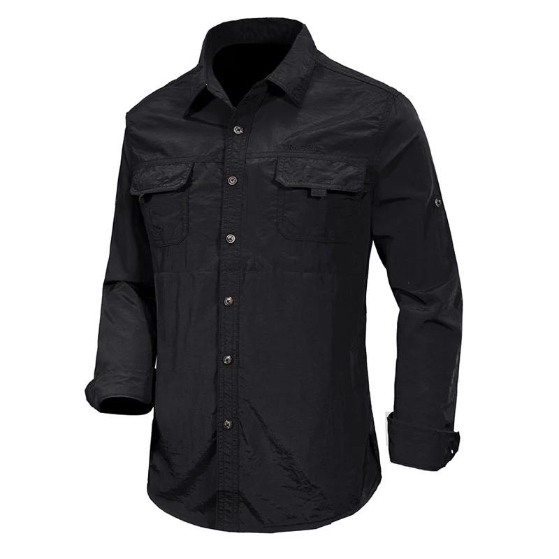 2024 Men Casual Cargo Long Sleeve Shirts Mens Tactic Military Multi Pocket Shirt Men’s Shirt Formal Tops Outerwear Plus Size 4XL