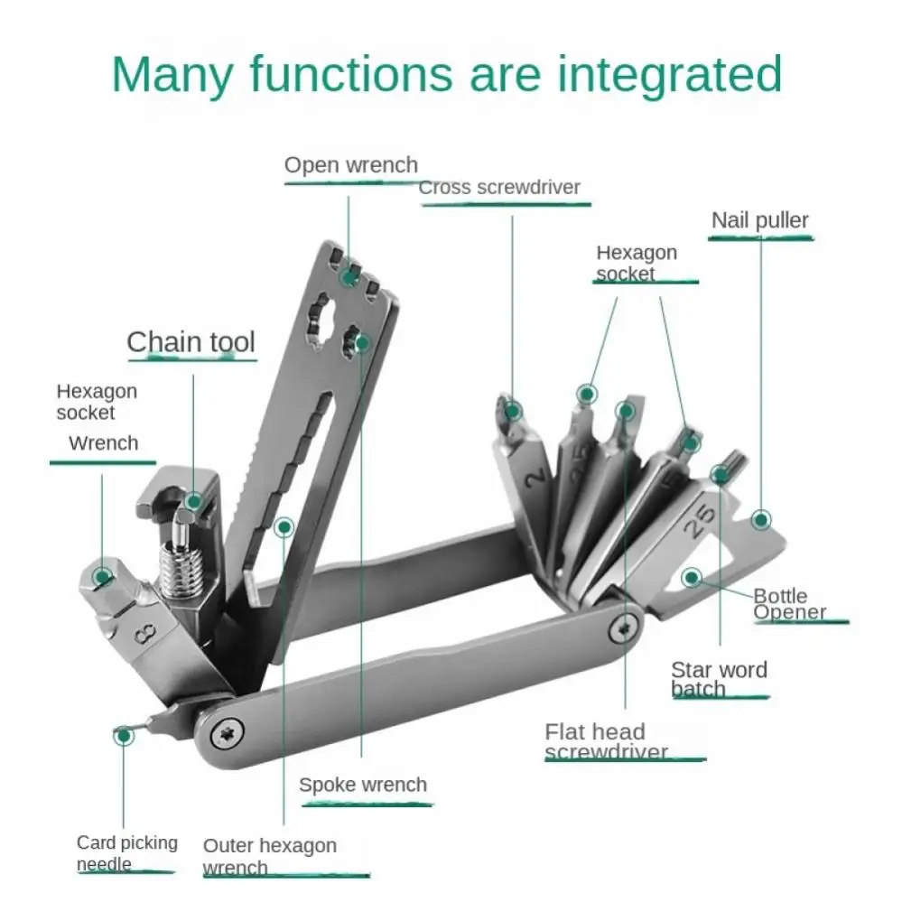 14 In 1 Bike Multi Tool Bicycle Repair Tool Kit for Road Bikes Mountain Bikes  Multitool Lightweight Durable