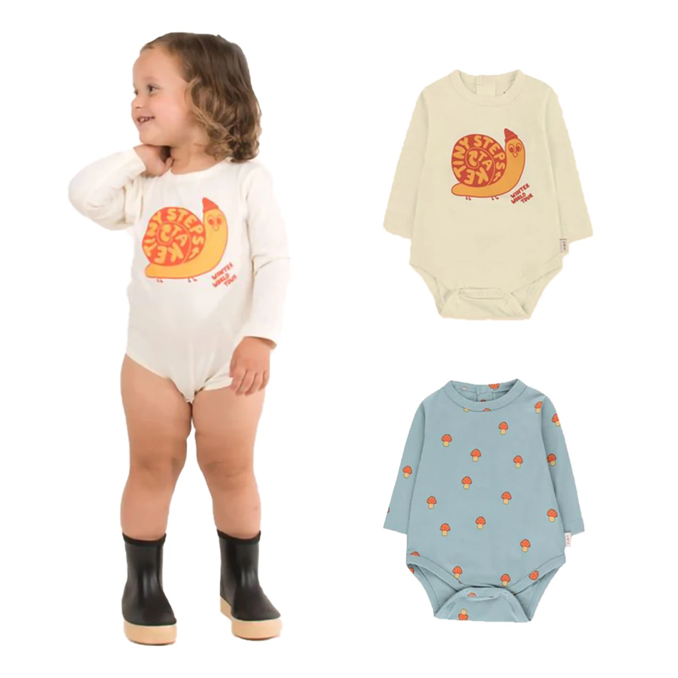 TinyC Newborn Romper Baba Boy Girl z długim rękawem ubranka body malucha śliczny nadruk kostium letni dziecięcy bawełniany kombinezon Unisex