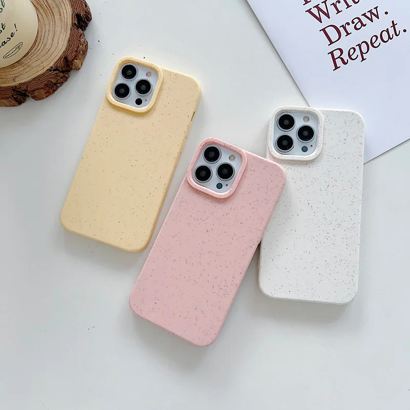 Environmentally Friendly and Biodegradable Wheat Phone Case for IPhone 15 14 13 11 12 Pro Max X XR Xs Max 7 8Plus SE Soft Cover