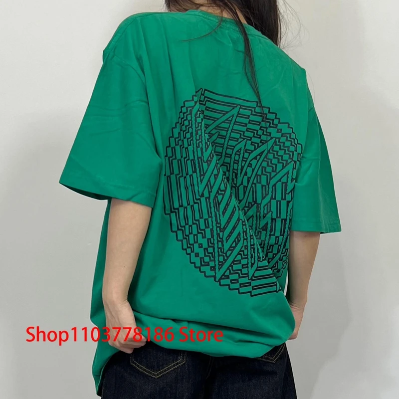 Street Fashion CAVEMPT Short Sleeve Batik Grass Green Round Neck T-shirt Men Women All-match Loose Tops C.E Tee Shirts