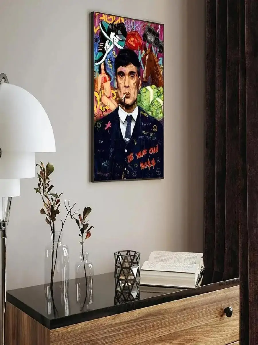 Vintage Peaky Blinders TV Series Canvas Art  Living Room  Bar Wall Decor  Retro Flower Canvas Painting for Home Decor  Poster  P