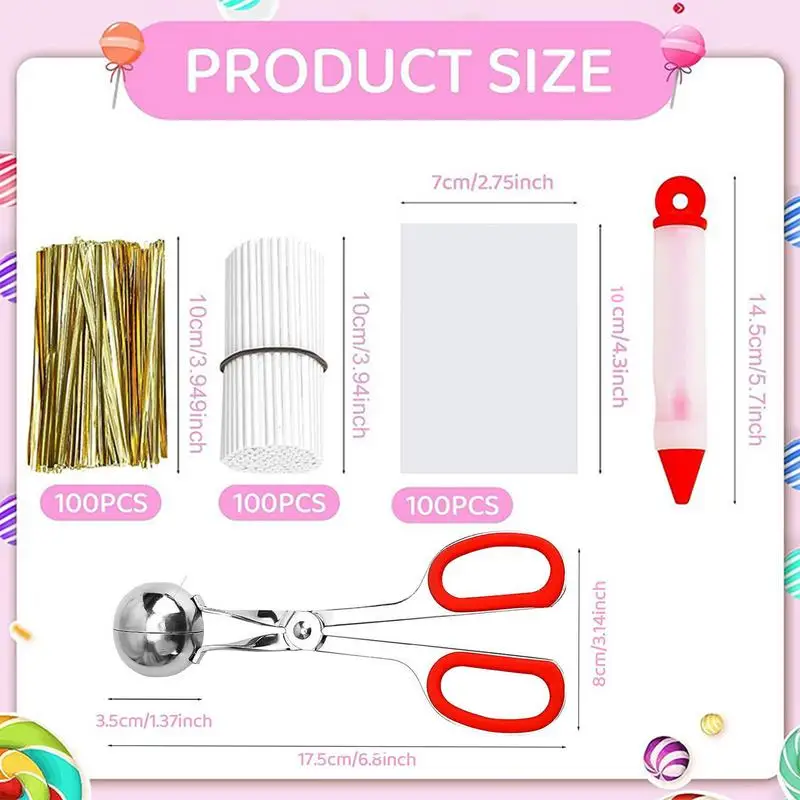 302pcs Lollipop Making Kit Accessories Reusable Funny Cake Pop Supplies for Wedding Parties Safe materials healthy and reliable