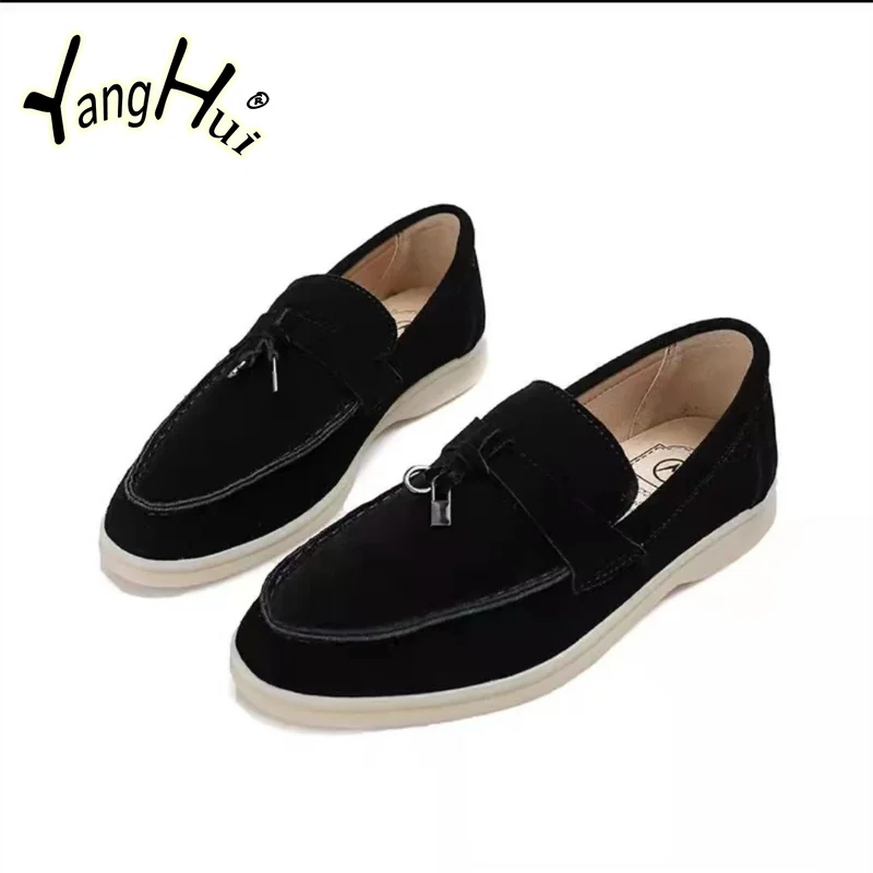 Women Flats Shoes Fashion Slip on Loafers Ladies Casual Slim Fringe Moccasin Shoes Walking Sneakers British Style 2023 New