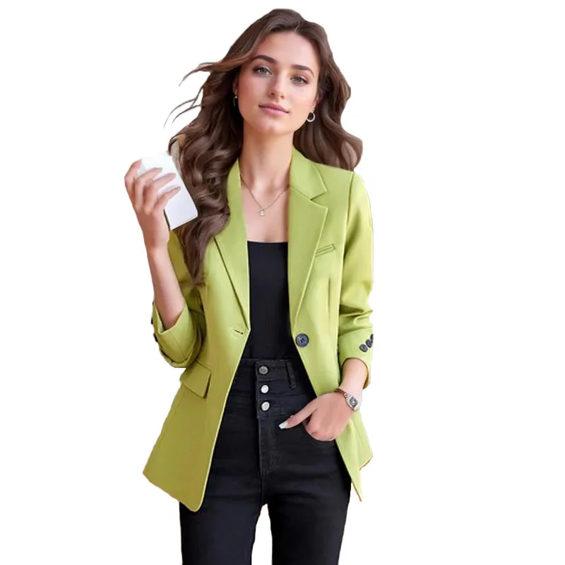 2024 New Suit Coat Women\'s Korean Style Slim Single Breasted Blazers Office Female Temperament Blazers Jacket Outwear Tops