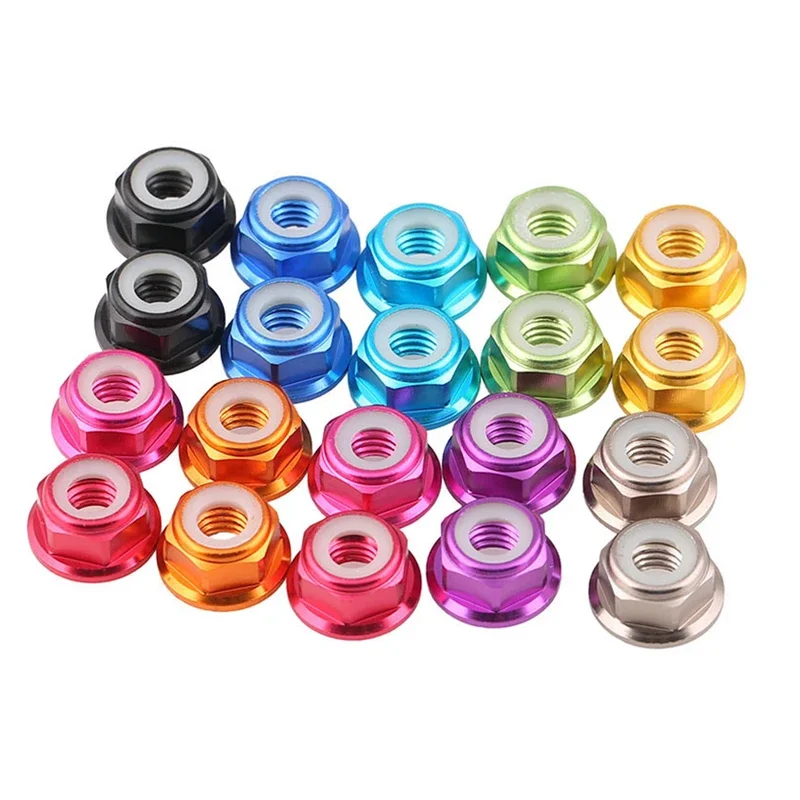 DIN6926 M2 M2.5 M3 M4 M5 M6 M8 Colorful Aluminum Flange Nylon Lock Nut Anti Loose Hex Locking Nut