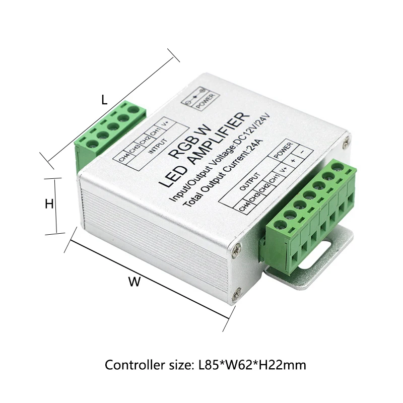 RGBW Amplifier DC 12V 24V 24A Aluminium case LED PWM Signal Repeater Extender for 5050 2835 COB Strip Lights Dimmer Controller