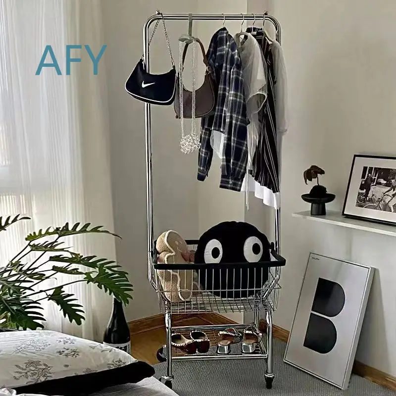 Clothes Rack for Bedroom Floor Standing Rotating Corner Garment Stand Clothes Hanger Organizer for Overnight Clothing Storage