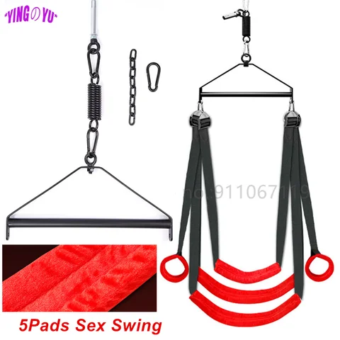 Sex Swing Metal Tripod Stents Sexual Sex Furniture Fetish Bandage Gry dla dorosłych Krzesła Wiszące Drzwi Huśtawki Zabawki erotyczne dla par