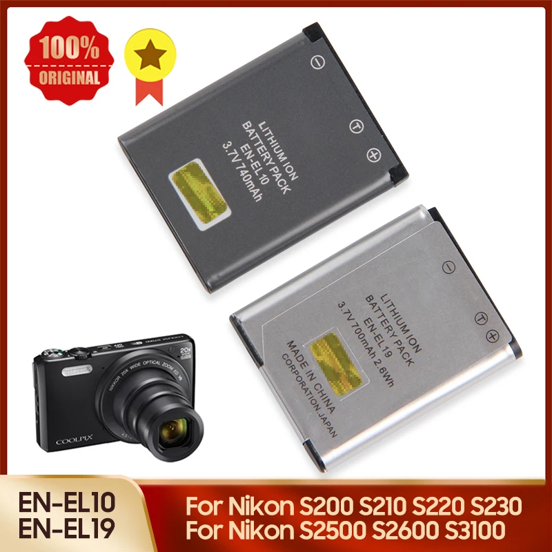 

New Camera Battery EN-EL10 EN-EL19 for Nikon S5100 S600 S700 S800 S2900 S3100 S3600 S4100 S4200 S4300 S5200 S900 S100 A100