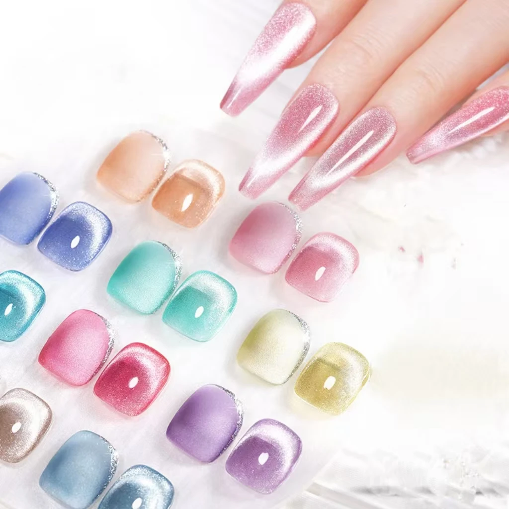 

6 бутылочек блестящего набора магнитных гель-лаков «кошачий глаз» — голографический светоотражающий полупостоянный УФ-гель «кошачий глаз», съемный, блестящий