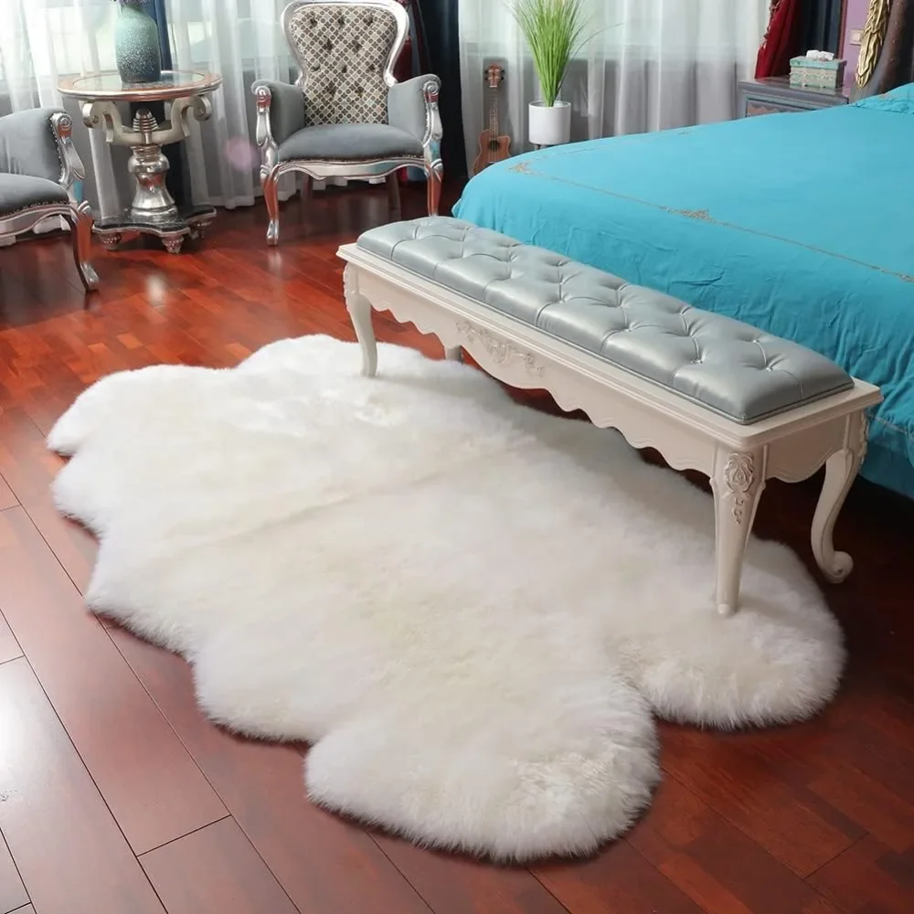 

Genuine Sheepskin Area Rug Wool Rug Fur Carpet Fluffy Shaggy Fur Rug for Living Room Kids Bedroom Real Sheepskin Throw Lambs