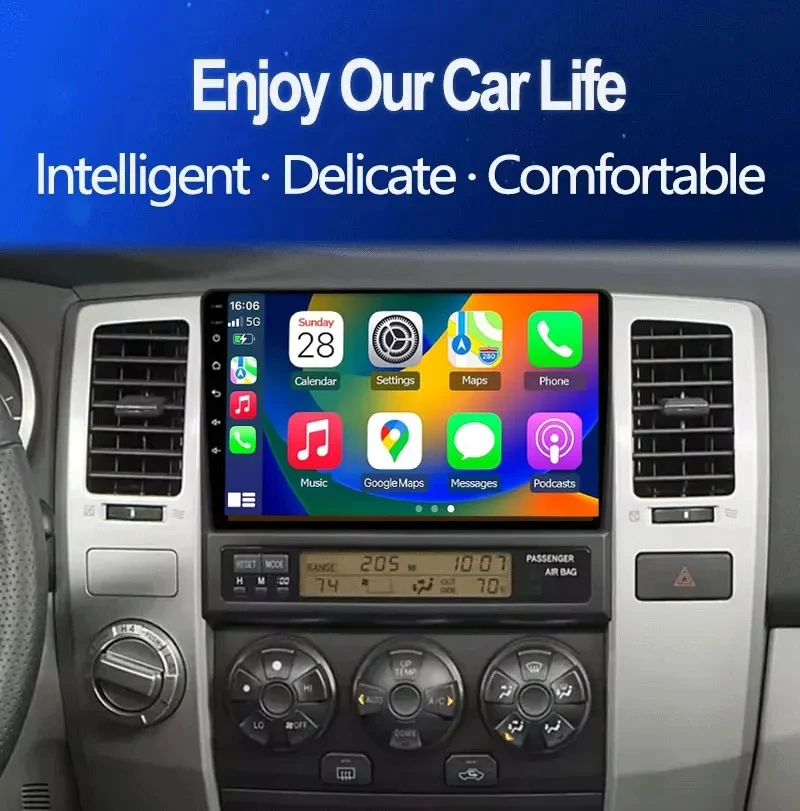 For Toyota Hilux Surf 4Runner N210 2002 - 2009 Android 16 QLED 2K Car 4G WIFI Multimedia Radio Screen GPS Navigtion CarPlay JBL