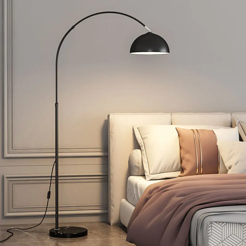 

LED Fishing Floor Lamp Living Room Decoration Bedroom Bedside Lighting Modern Marble Stand Light Gold Black White E27