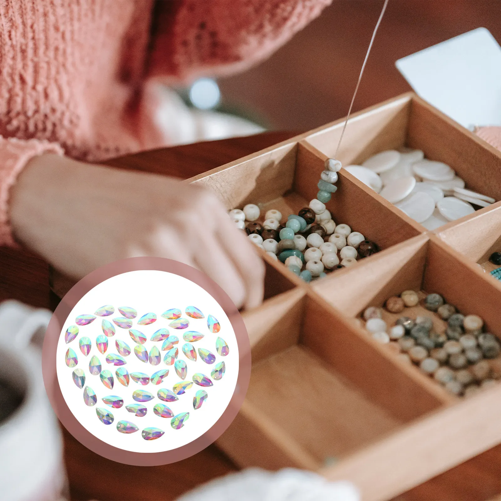 50개 눈물방울 모양 레진 라인스톤 플랫백 17x28mm 바느질 접착 크리스탈 의상 장식용 레진 라인스톤 플랫백