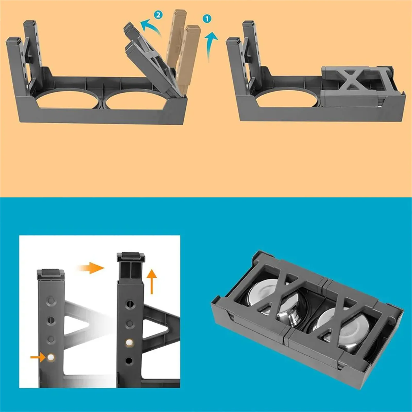 أوعية تغذية الكلاب القابلة للتعديل، حامل مزدوج من الفولاذ المقاوم للصدأ، أوعية مياه للطعام، فصل جاف ورطب للكلاب الصغيرة والمتوسطة والكبيرة
