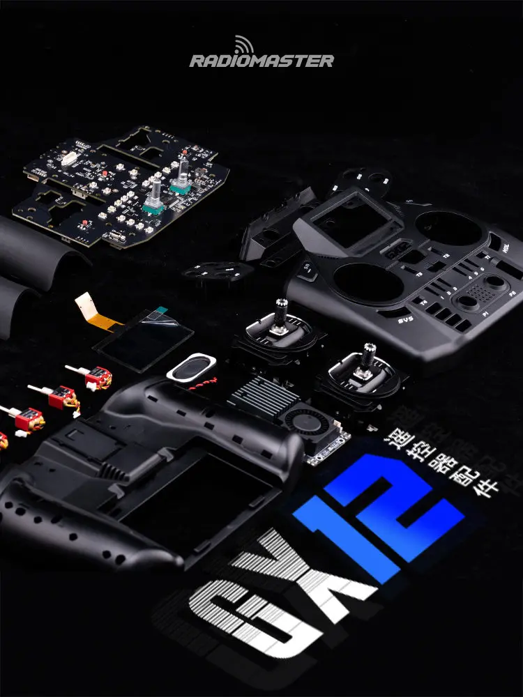 RadioMaster GX12 RC Transmitter Spare Parts Main Board Antenna Front Shell Joystick Rear Case Buttons Repair Accessories