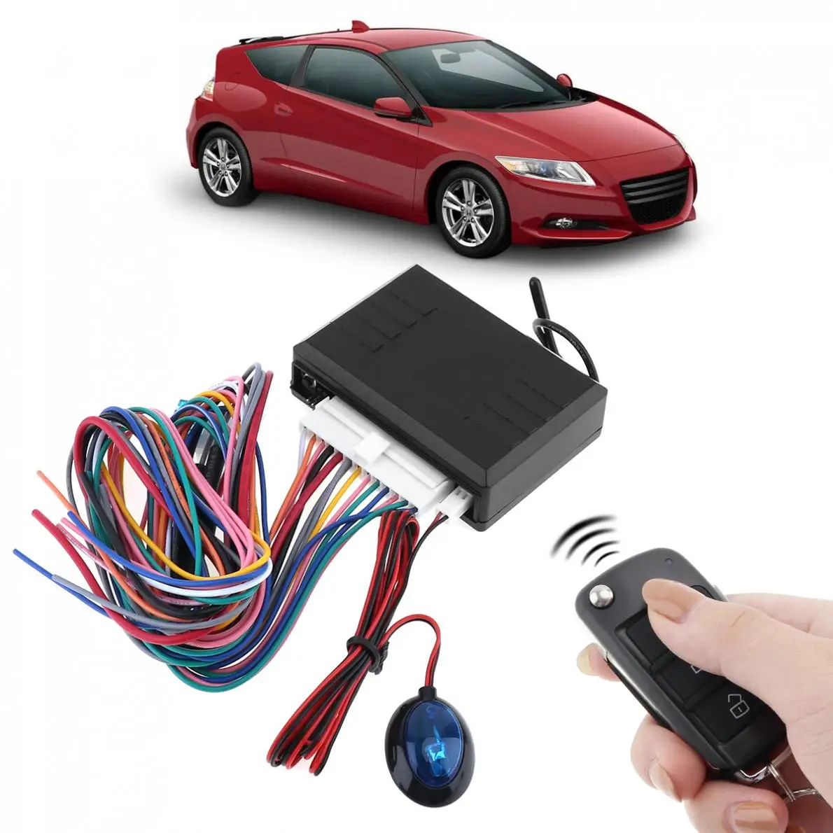 12V Car Burglar Alarm System Keyless Entry Engine Start Alarm System with Remote Control & Door Lock Lock Push Button for KIA