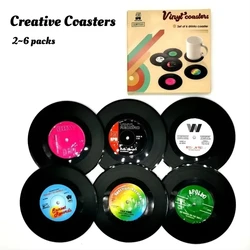Vintage Retro Coasters Vinyl Record Classic Cup Coaster Anti-slip Coffee Coasters Music Rock CD Drink Mug Mat Table Placemat