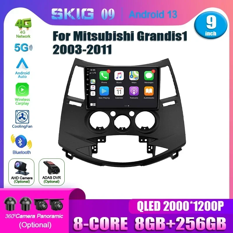 Mitsubishi Grandis 2003-2011 için Android 13 Sistem Paneli Ekran Araba Radyo Multimedya Navigasyon GPS Multimedya 2 Din Konsolu