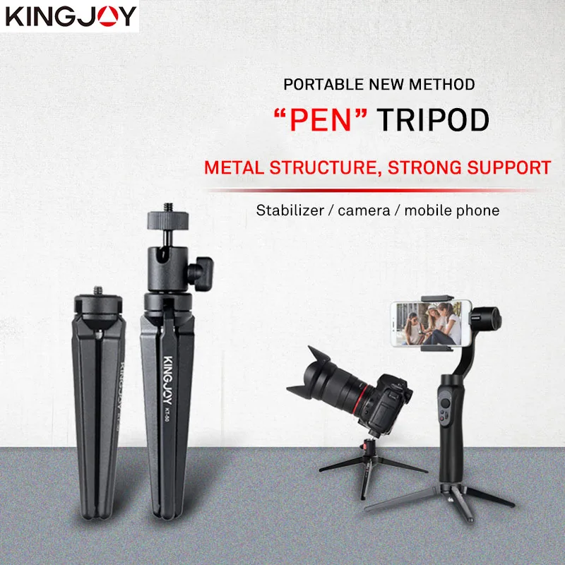 Kingjoy Mini Phone Tripod Camera Aluminum Stand Tripod For Mobile Stabilizer Holder Flexible Table Tripode Stand Projector KT-30