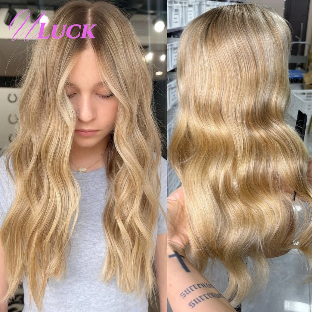 

Uluck Ash Blonde Color 13x6 Lace Frontal Wigs Brazilian Remy Human Hair Wigs Pre Plucked Body Wave Ready To Wear For White Women