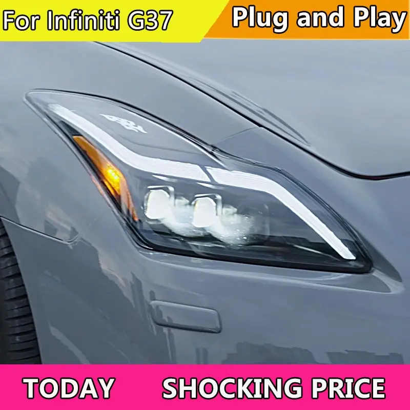 

Светодиодные фары для Infiniti G37, фары, светодиодные фары DRL, модификация дневных ходовых огней, обновление светодиодных фар
