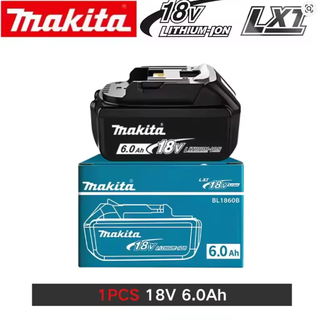 

100% Genuine 18V Makita 6Ah Makita Battery BL1840 BL1830B BL1850B BL1850 BL1860 BL1815 Replacement Lithium Battery