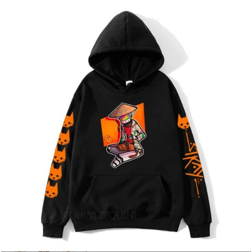 Homens e mulheres Straycat Game Hoodie de grandes dimensões, moletom Harajuku, pulôver Hip Hop, jaqueta com capuz, streetwear