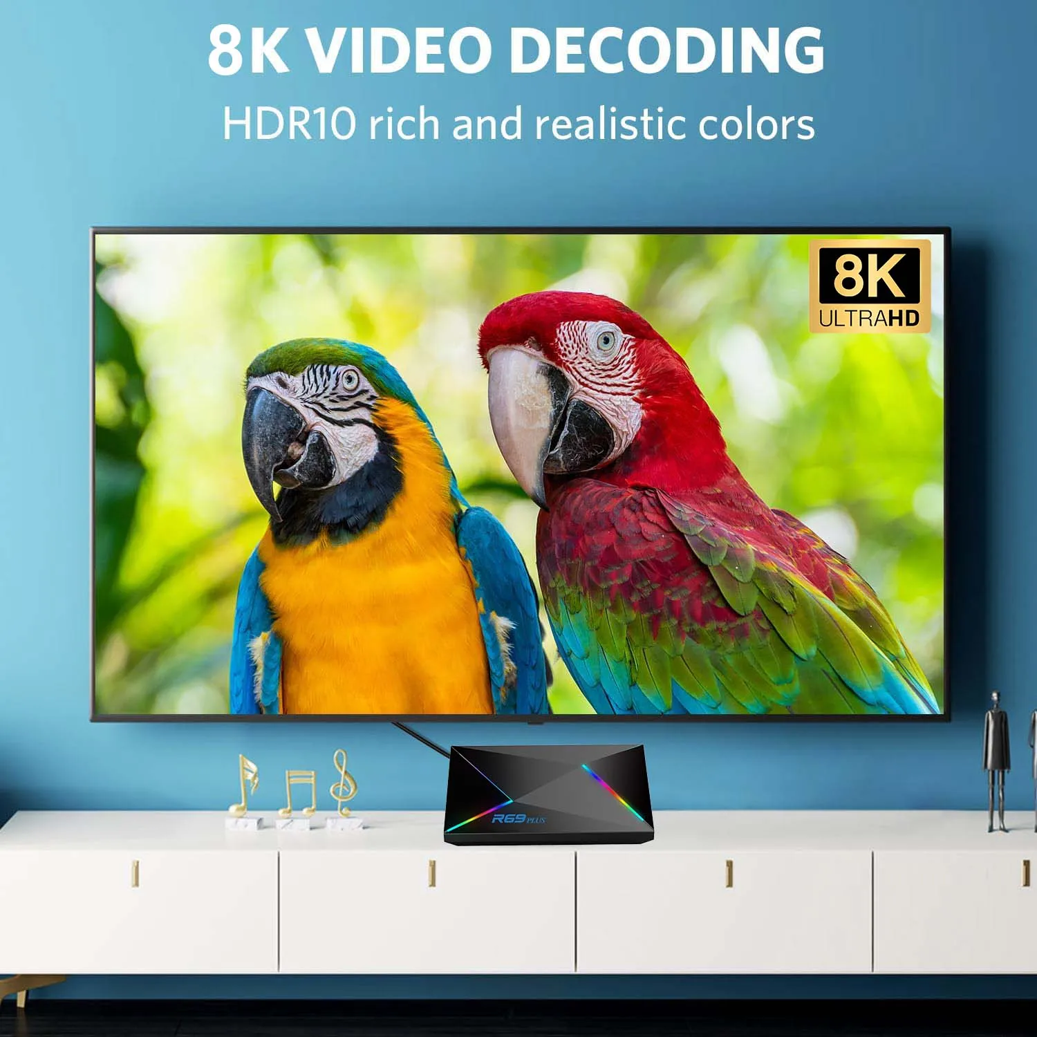 Decodificador inteligente Android 14 Allwinner H728 Octa Core Wifi6 1000M Lan 2.4G y 5G Wifi TV Stick Reproductor multimedia multilingüe R69 Plus