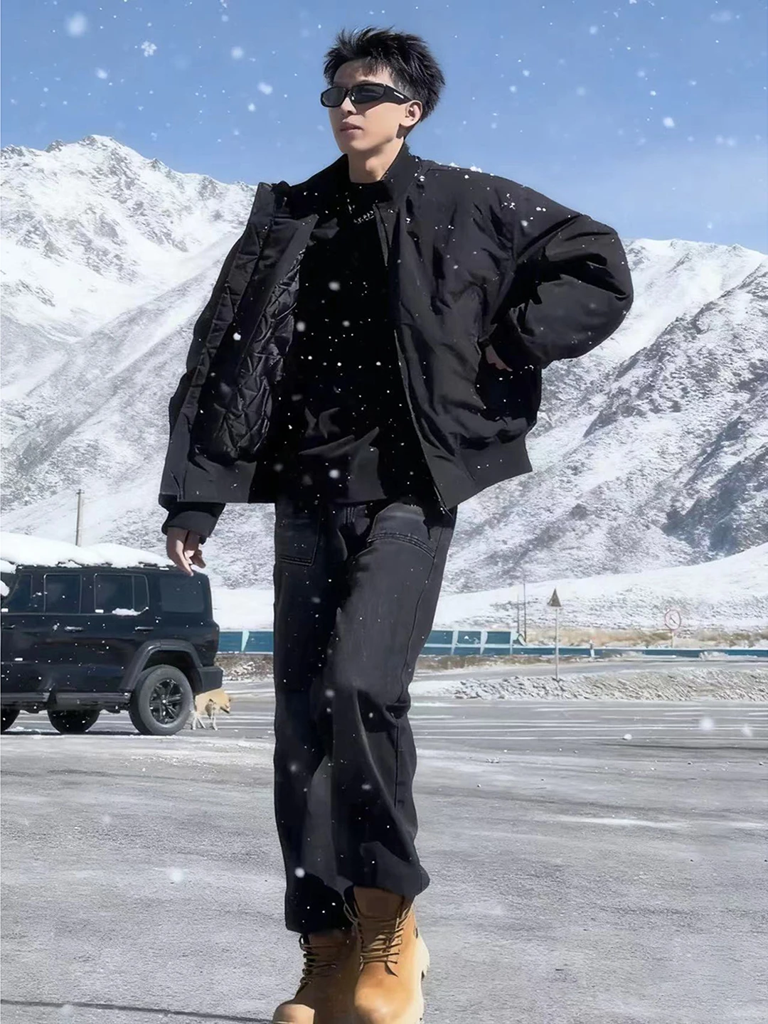 

American Sle Bomber Thiened Winter Jaet Bla Cotton Coat Men's Flight Jaet Collar Cotton Clothes Warm Ci Faion