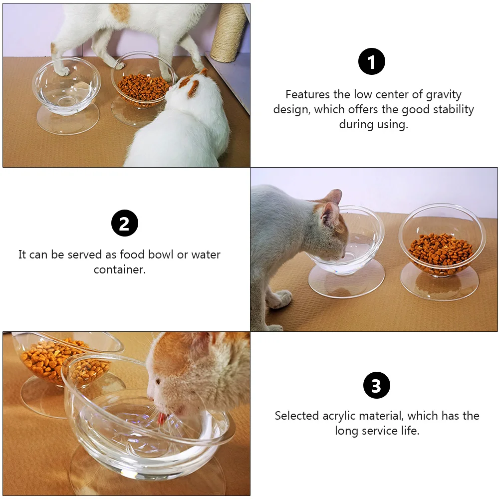 

1Pcs Durable Acrylic Pet Slant Feeder Bowl White Neck Protection Easy Clean Pet Supply Water Feeder Dog Food Bowl