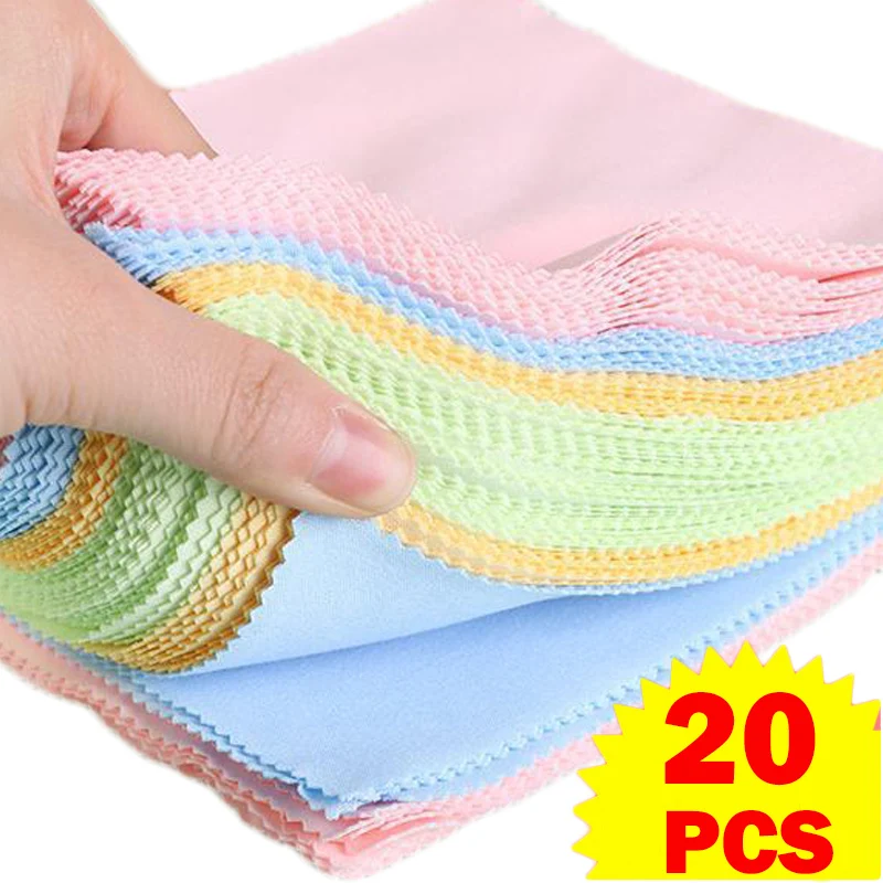 20pcs High Quality Chamois Glasses Cleaner Microfiber Cleaning Cloth for Lens Phone Screen Cleaning Wipes Eyewear Accessory