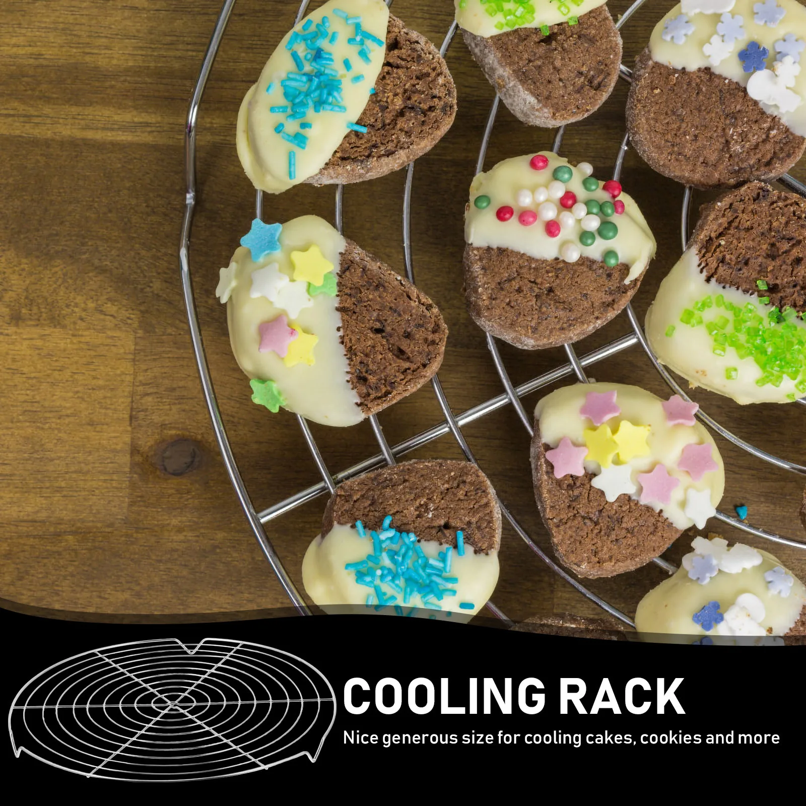 

2pcs Round Cake Cooling Rack Large Capacity Baking Tools For Cookies Muffins Bread Drying Rack Bakery Cooling Holder Kitchen