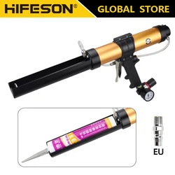 HIFESON 310ml Pneumatic Glass Glue Gun Air Caulking Gun Sealant Tool Push-pull Hard Glue Gun Automatic Rebound Air Rubber Tool